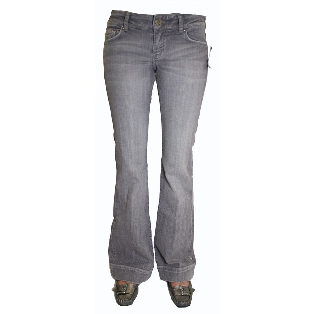 See Thru Soul Mid Rise Johnnie Flares Grey Wash
